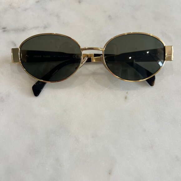 Lunette de Soleil Celine Triomphe Métal 01 Doré Vert - Picture 2 of 4